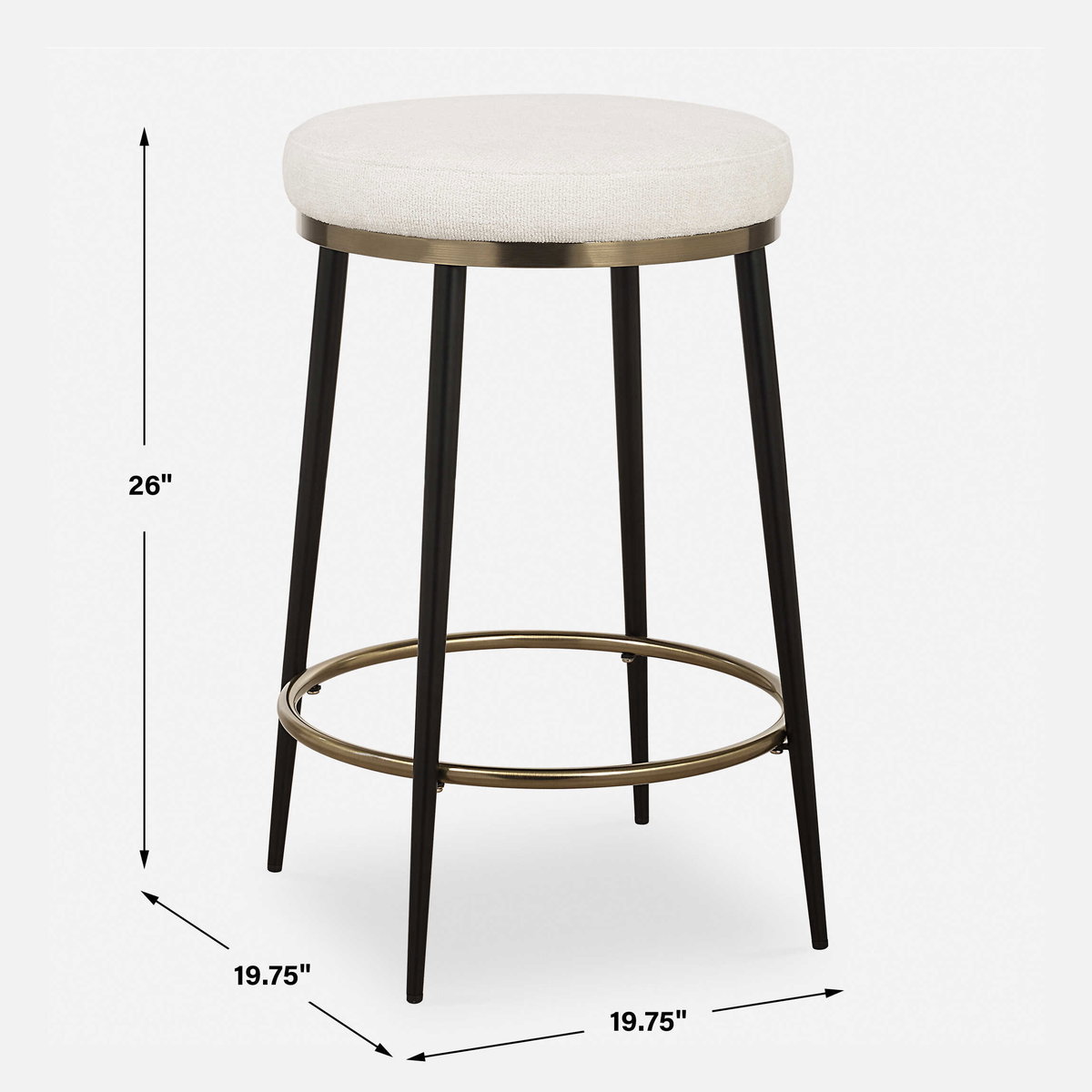 Ensemble Cream Counter Stool, Counter & Bar Stool by Uttermost, 19.75" width x 26" height x 19.75" depth View 3