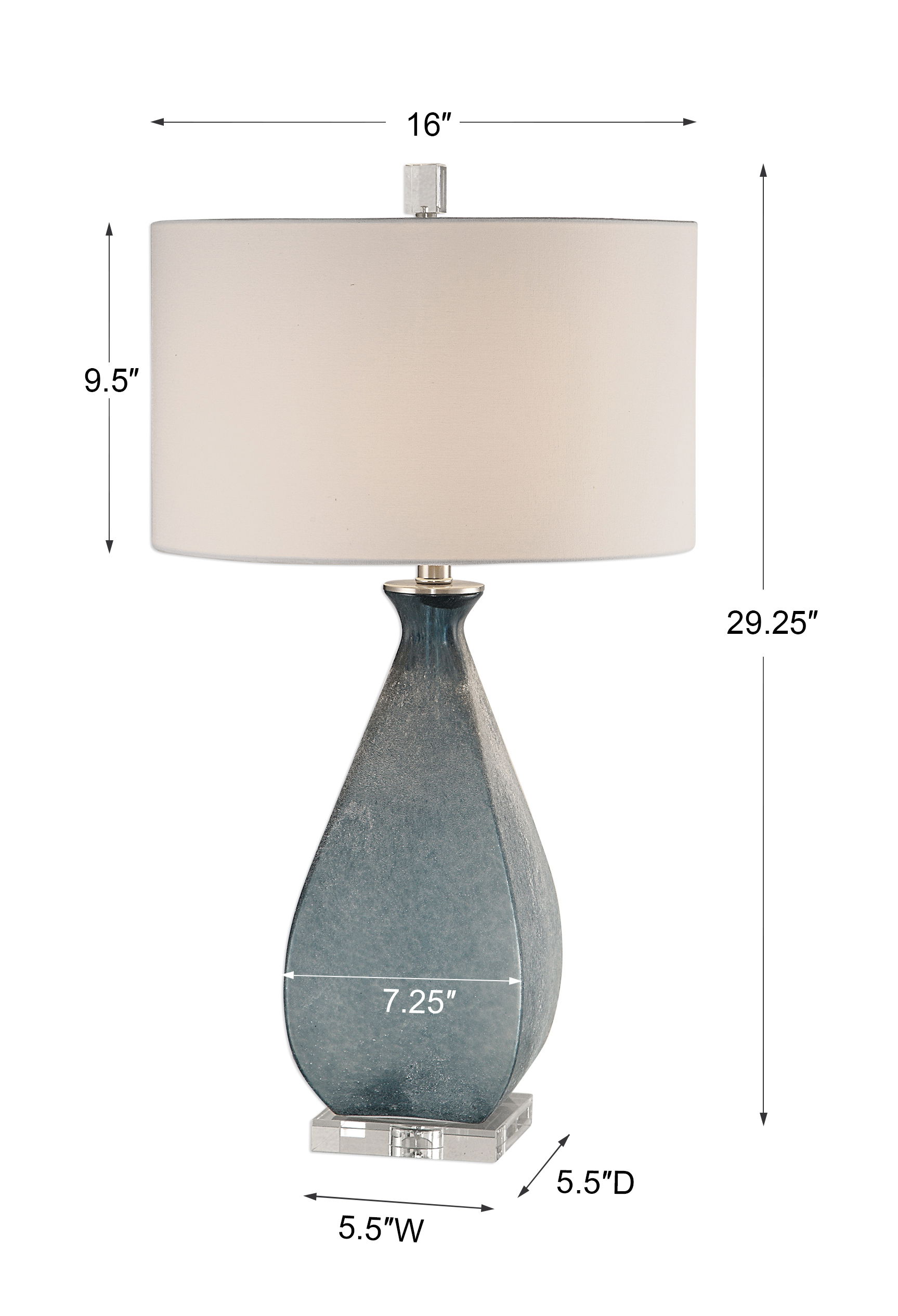 Atlantica Ocean Blue Lamp, by Uttermost, 16" width x 29.25" height x 16" depth View 3