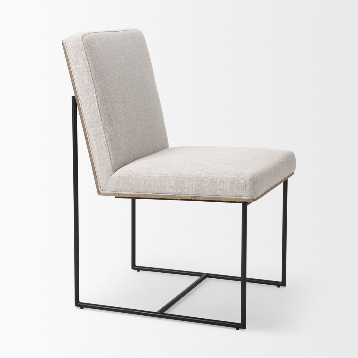 Stamford High-Back Dining Side Chair | Beige Linen with Black Metal, Dining Chair by Mercana, 19" length x 25" width x 35.25" height View 8