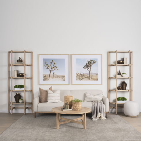 Taylin Light Brown Solid Wood Open Bookshelf