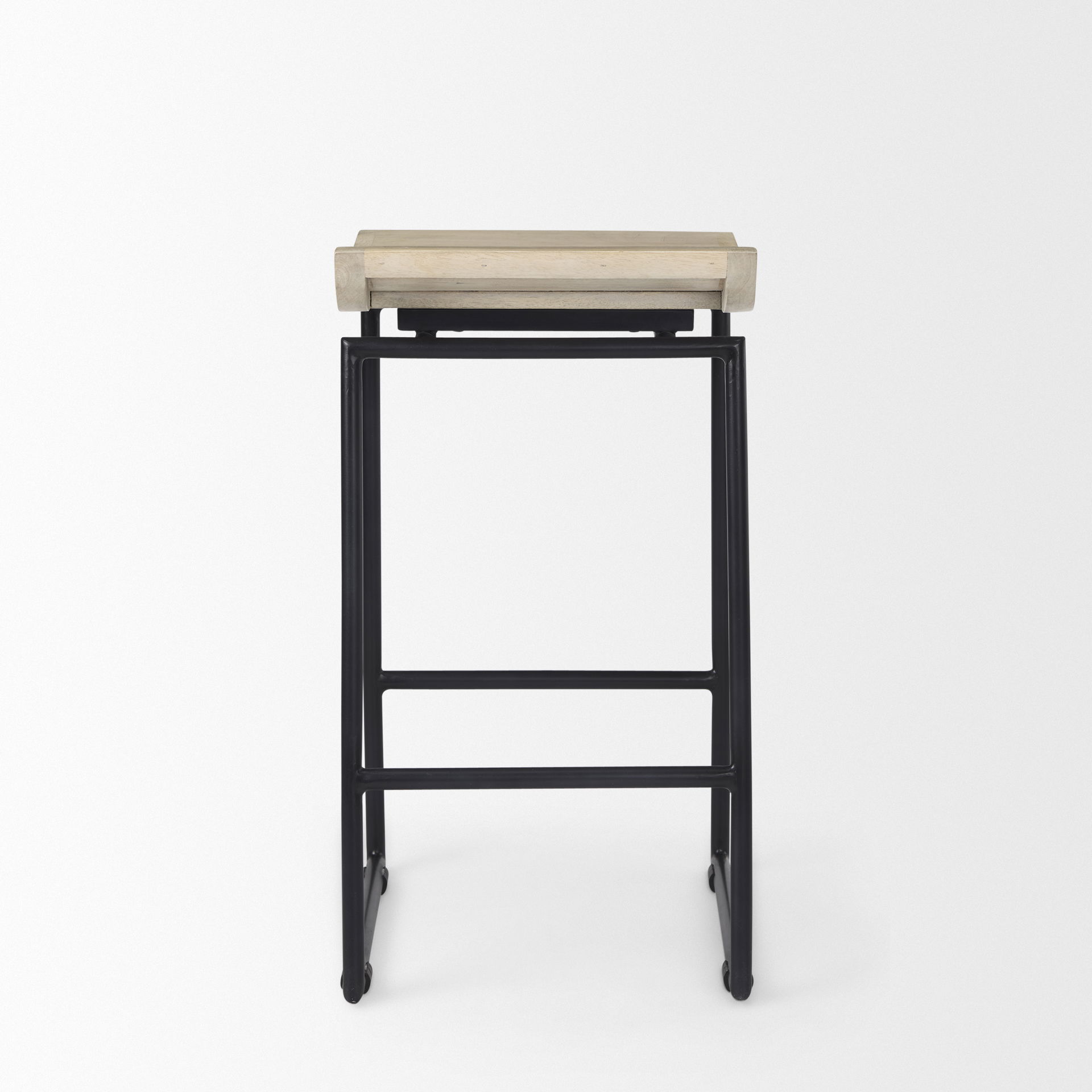 Givens 25.8'H Seat Height Natural Wood with Black Metal Counter Stool, Counter & Bar Stool by Mercana, 14.1" length x 15.8" width x 26" height View 5