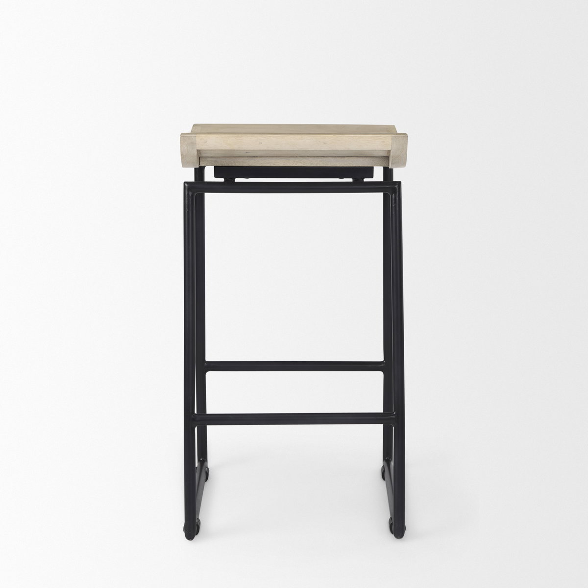 Givens Backless 26in Seat Counter Stool | Natural Wood with Black Metal, Counter & Bar Stool by Mercana, 14.1" length x 15.8" width x 26" height View 5