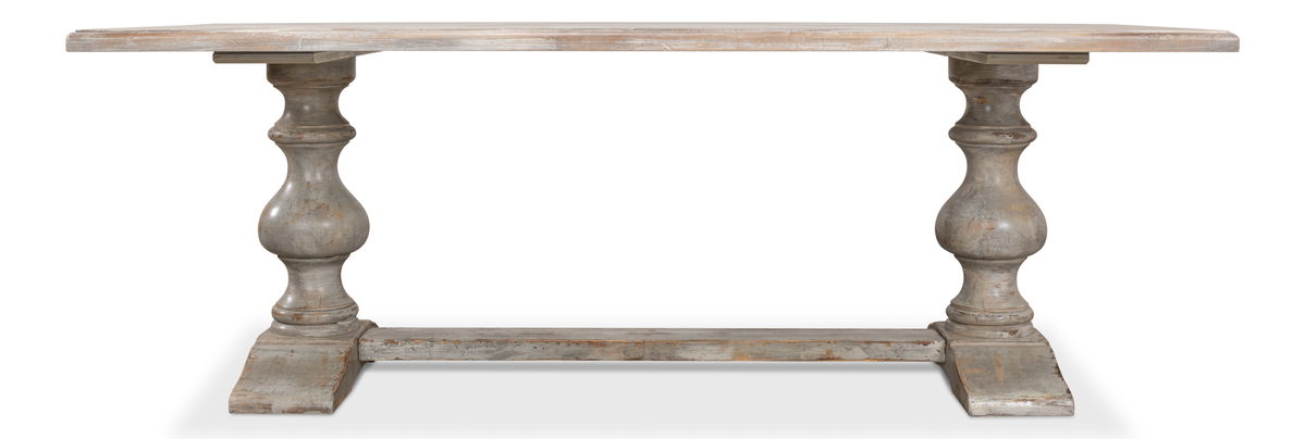 Lionisio Trestle Table  Grey Oak, by Sarreid, 3'5" length x 7' width x 2'6" height View 3