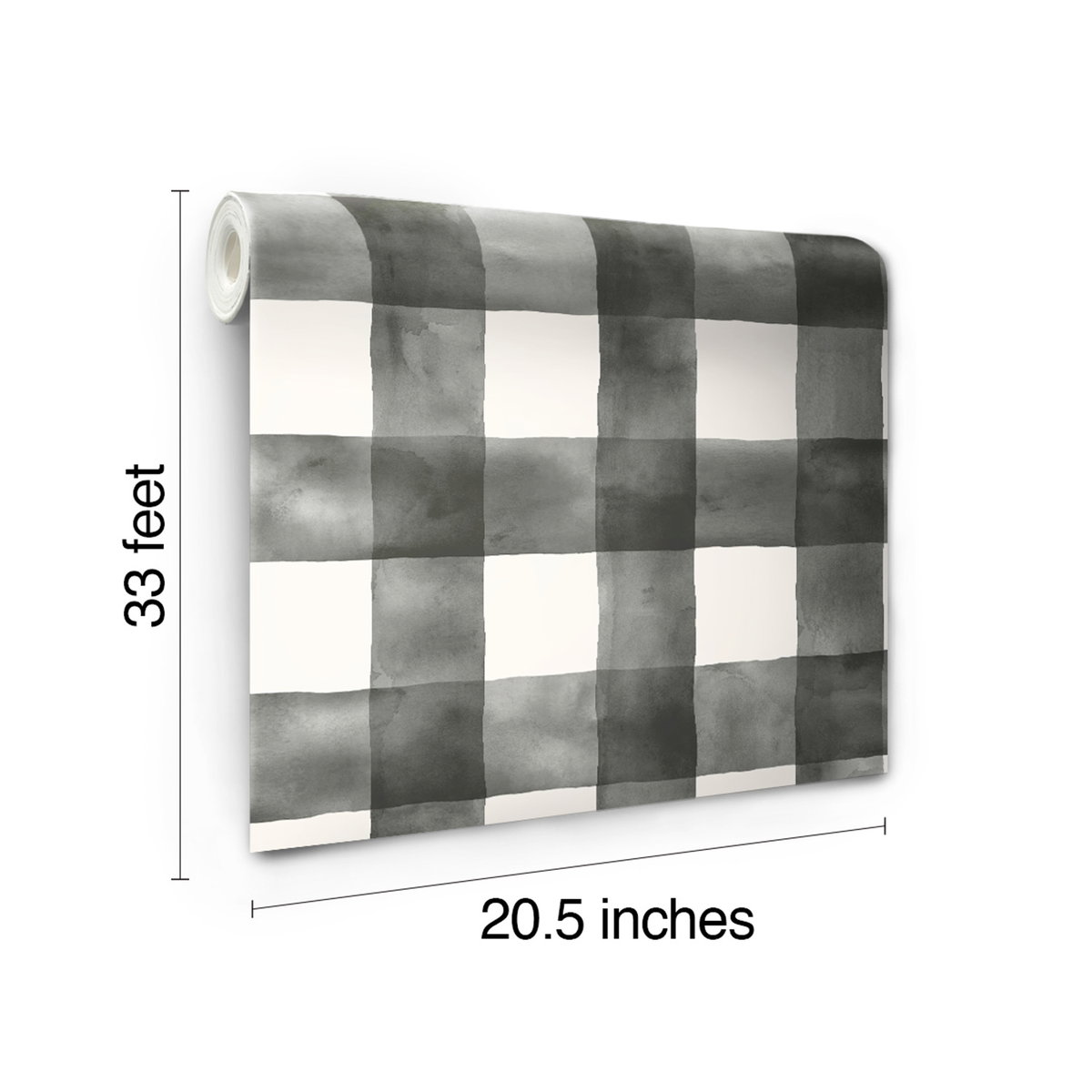 Watercolor Check Black & White Wallpaper, by York Wall, 33' length x 1'8.5" width x 0.02" depth View 10