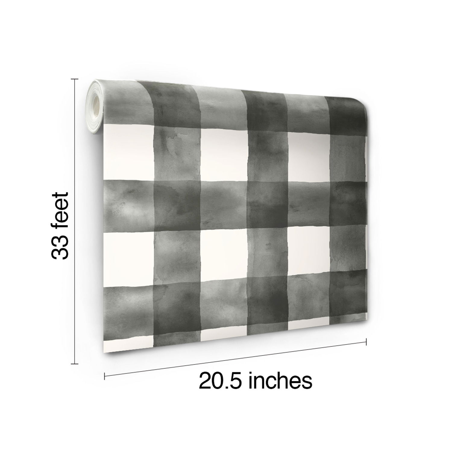 Watercolor Check Black & White Wallpaper large image 