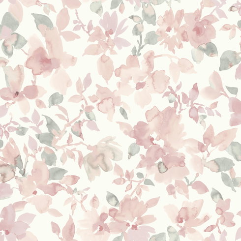 Watercolor Floral Pink Peel & Stick Wallpaper