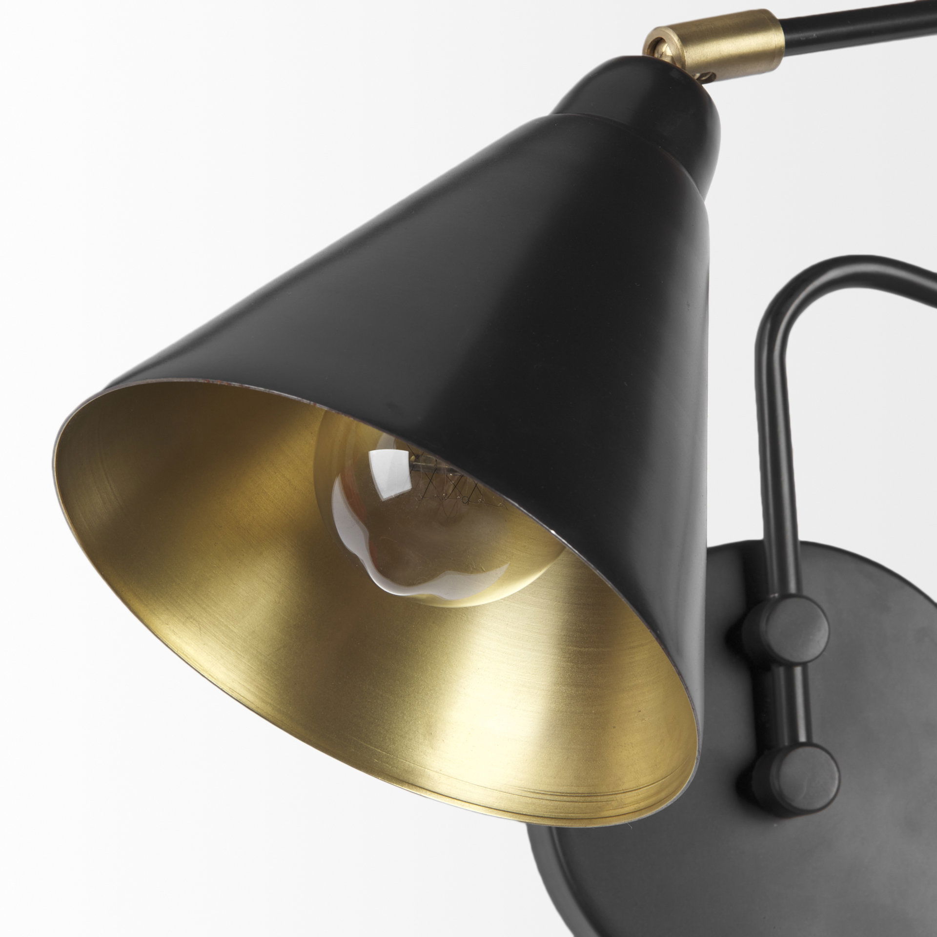 Cobalt 6L x 32W Black Metal Cone Shaped Swivel Wall Sconce large image 