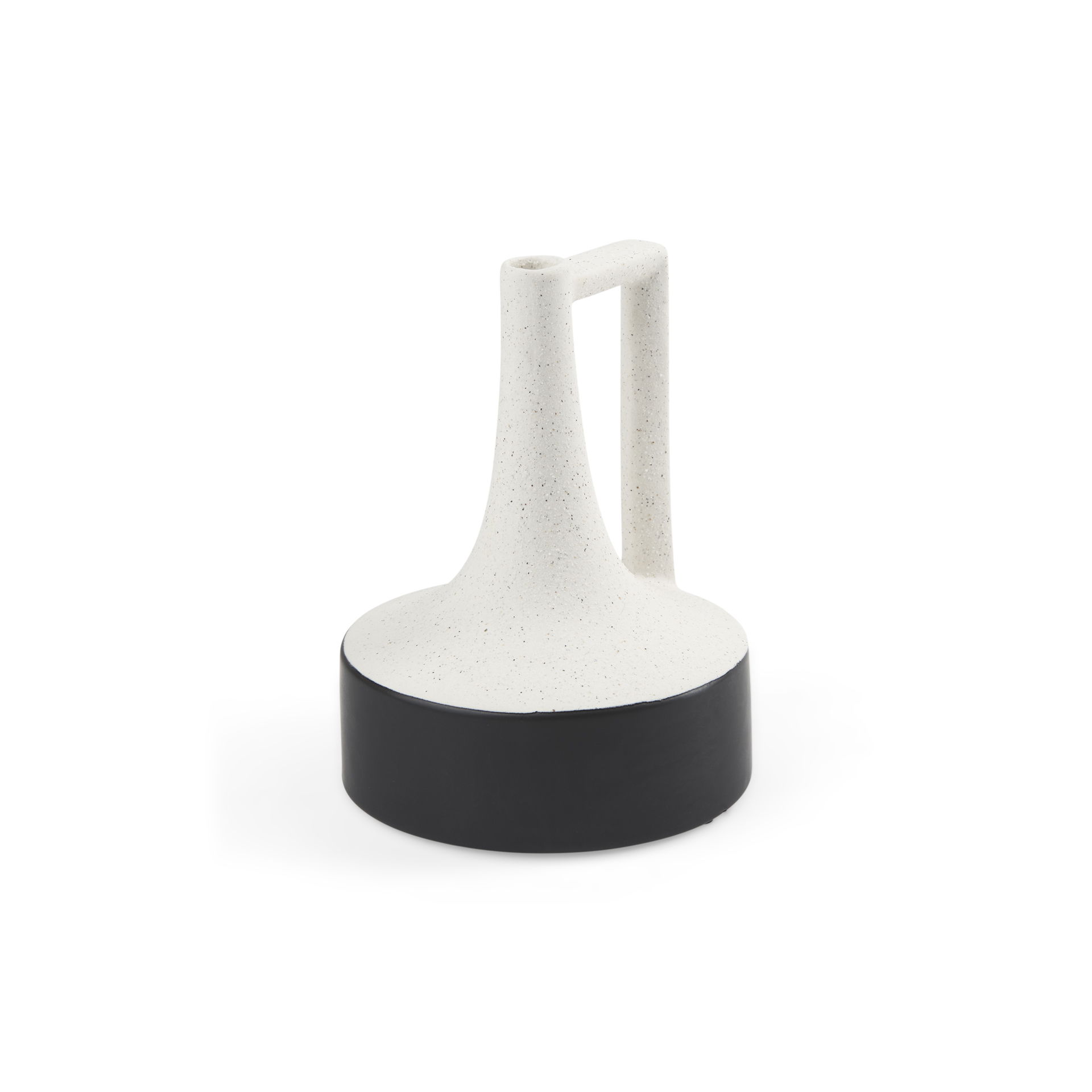 Burton 8.3H Small White and Black Ceramic Jug Vase, Decorative Jar by Mercana, 6.1" length x 6.1" width x 8.27" height View 1