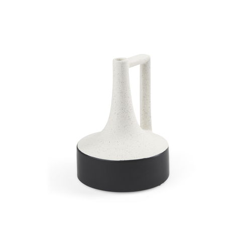 Burton 8.3H Small White and Black Ceramic Jug Vase