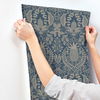 Pineapple Damask Navy Wallpaper thumbnail 5
