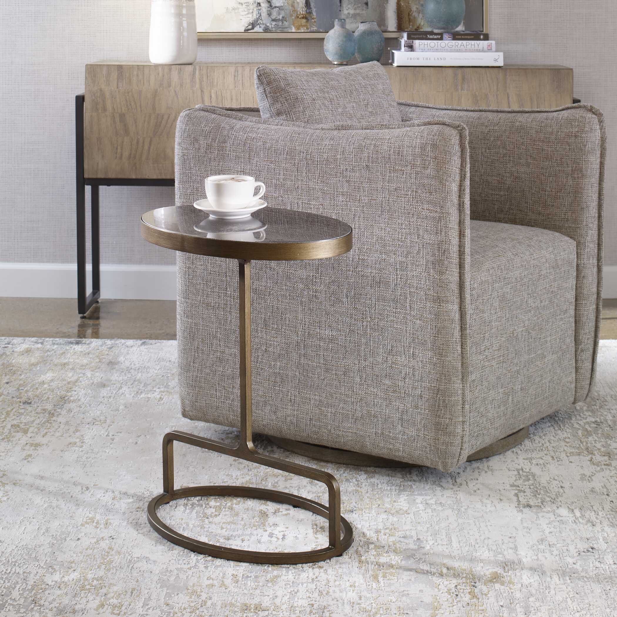 Jessenia Stone Accent Table, Furniture by Uttermost, 18" width x 23" height x 12" depth View 2