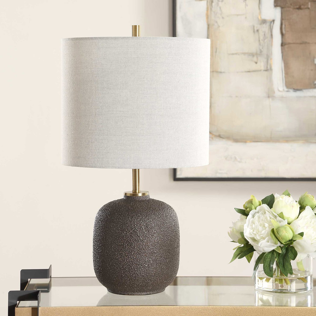 Blacktop Textured Buffet Lamp, Table Lamp by Uttermost, 12" width x 21.5" height x 12" depth View 4