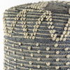 Rofi Blue Denim and Cream Cotton Stitched Square Pouf thumbnail 3