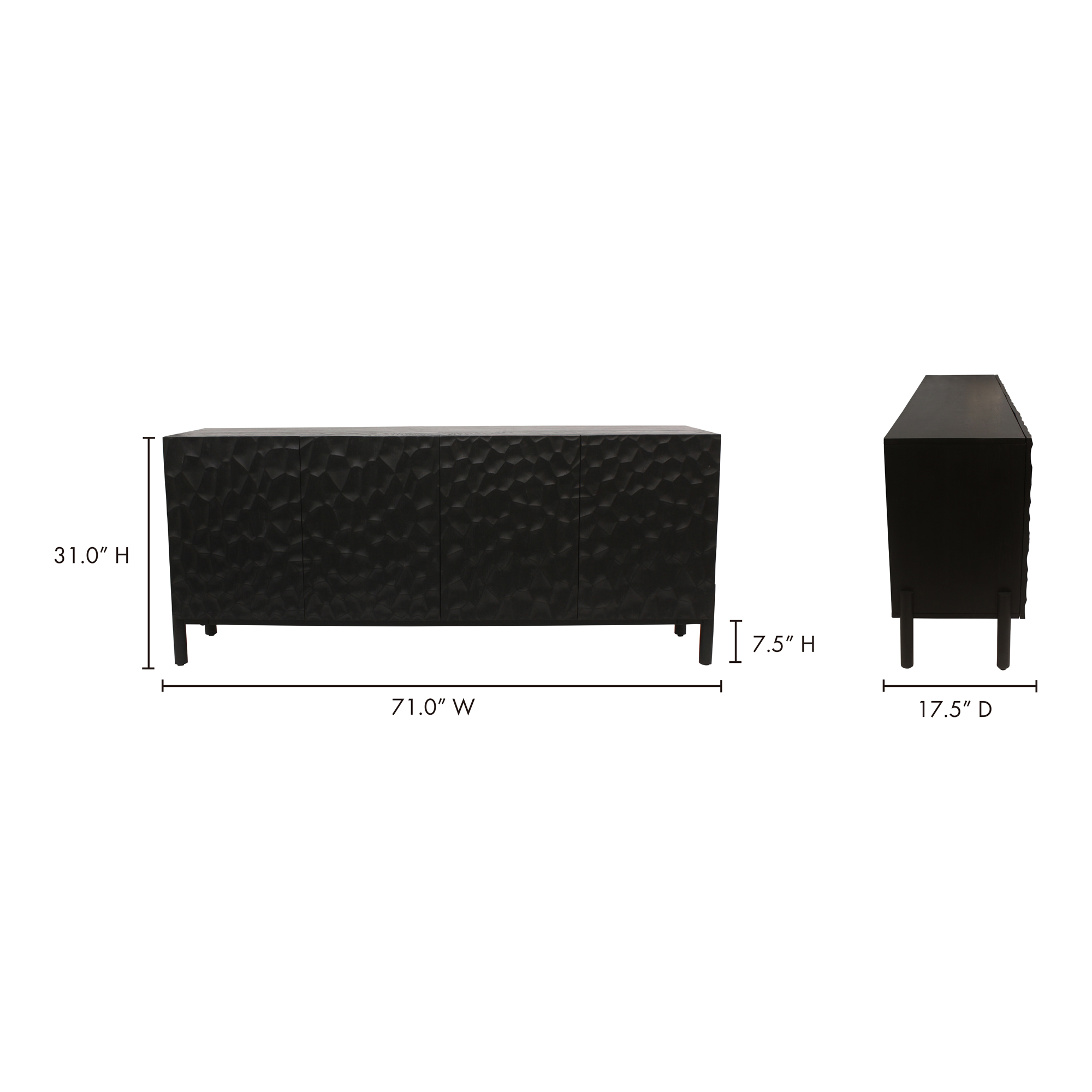 Misaki Sideboard Black, Cabinets & Sideboard by Moe's Home, 71" width x 31.5" height x 17.75" depth View 14