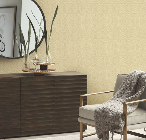 Cathedral Damask Gold Wallpaper