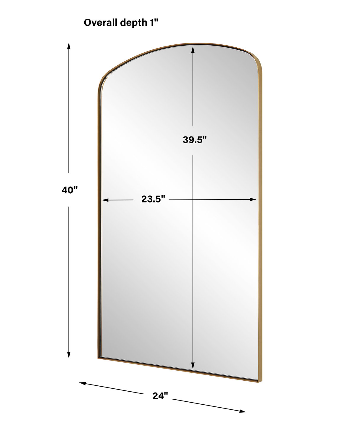 Tordera Brass Arch Mirror, by Uttermost, 2' width x 3'4" height x 1" depth View 3