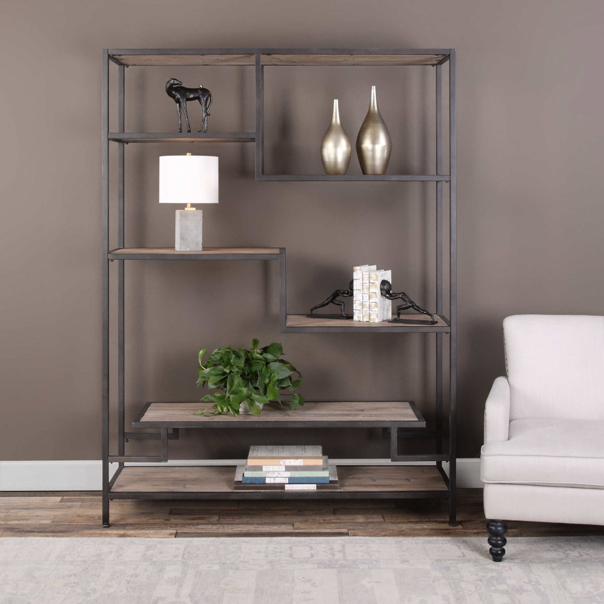Sherwin Industrial Etagere, Furniture by Uttermost, 58" width x 80" height x 18" depth View 7