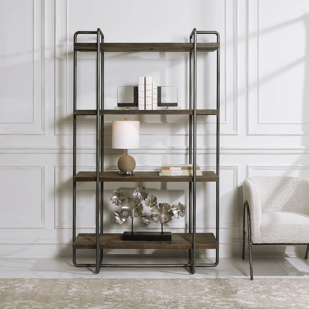 Stilo Urban Industrial Etagere, Furniture by Uttermost, 49.5" width x 79.5" height x 18" depth View 8