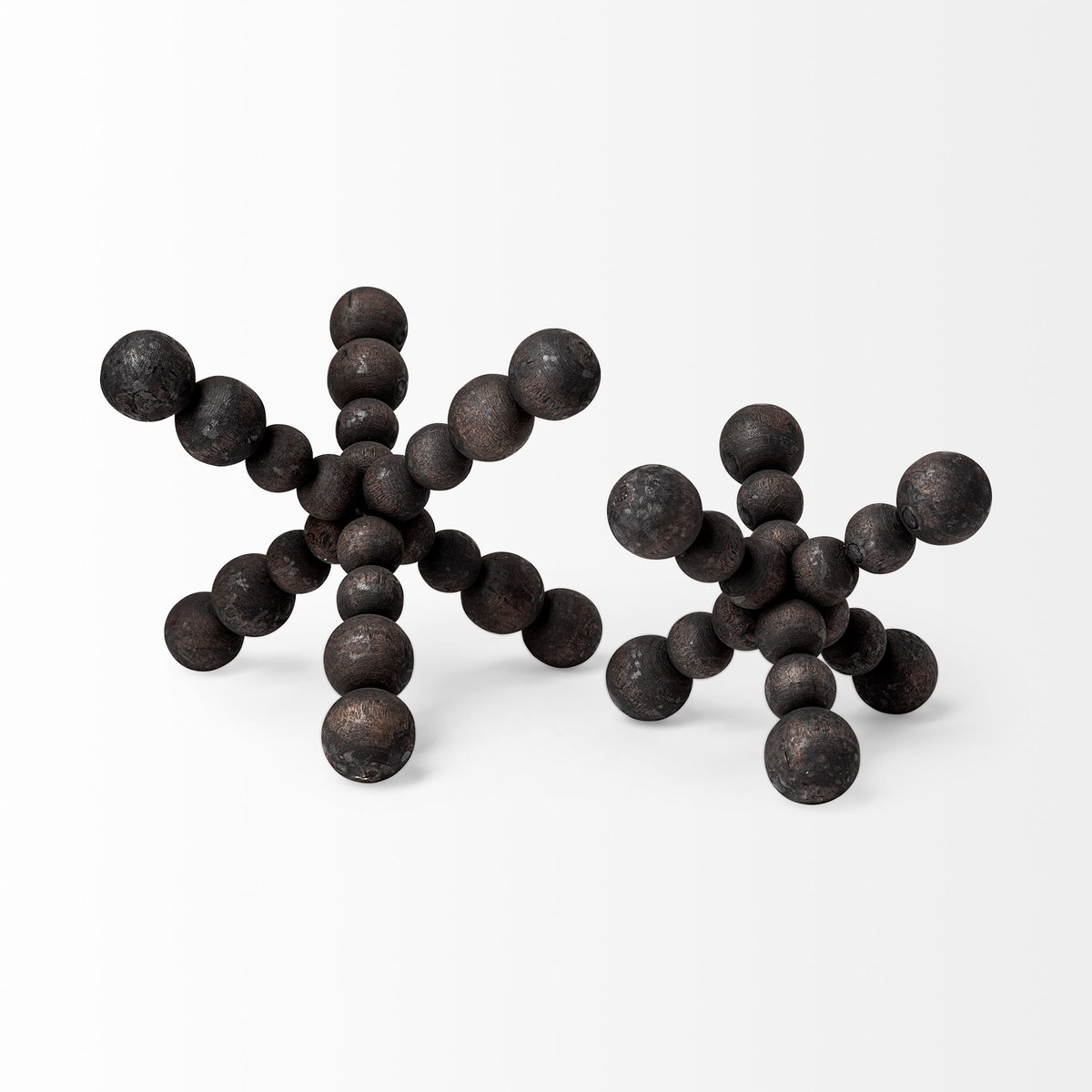 Carollan I (Small) 7L x 7W Black Geometric Wood Ball Jack, Decorative Object by Mercana, 6.69" length x 6.69" width x 6.69" height View 7