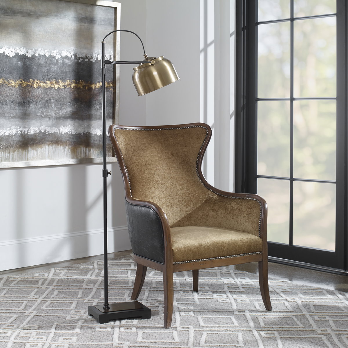 Bessemer Industrial Floor Lamp, by Uttermost, 10" width x 4'11" height x 1'6" depth View 2