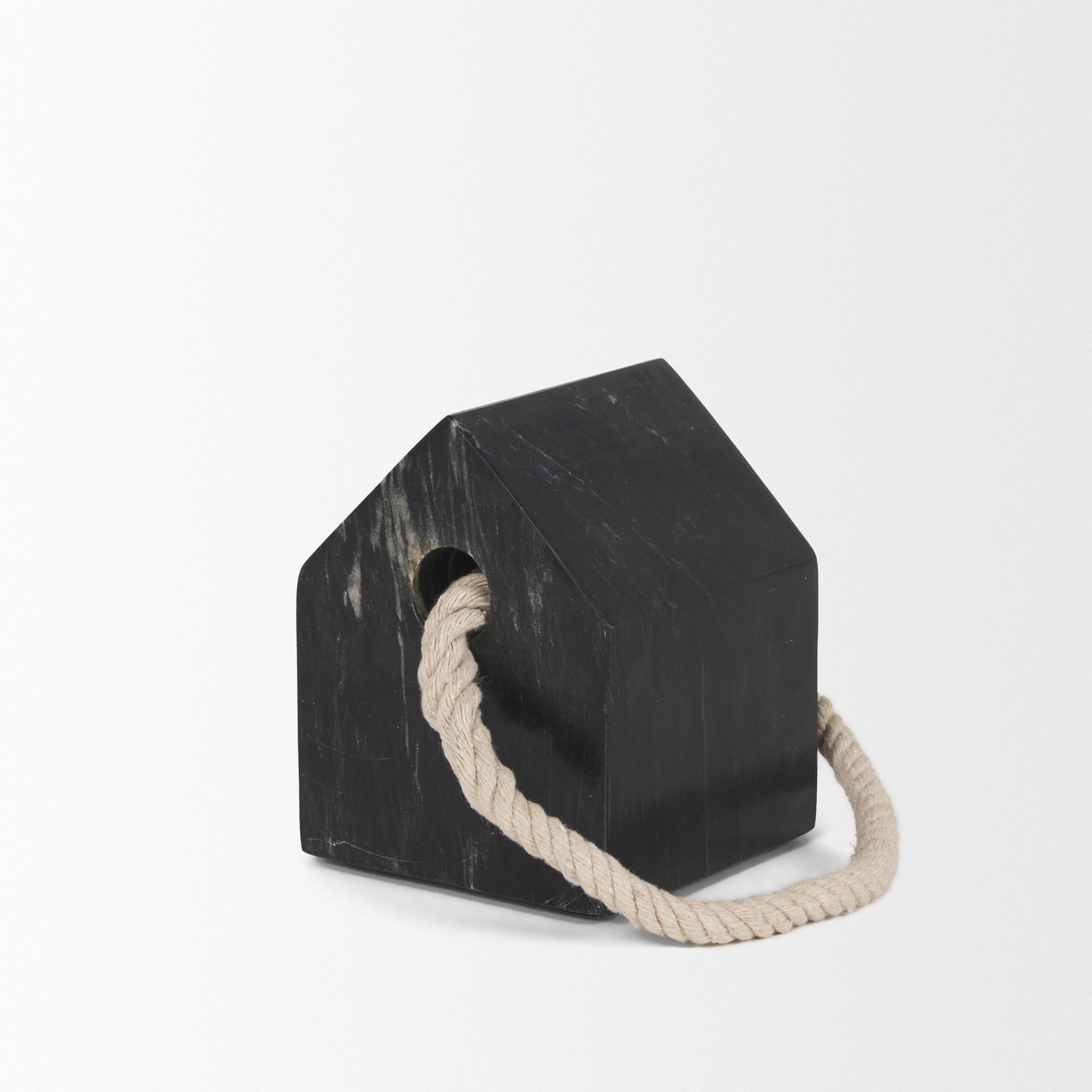 Raena Black Marble House Door Stopper large image 