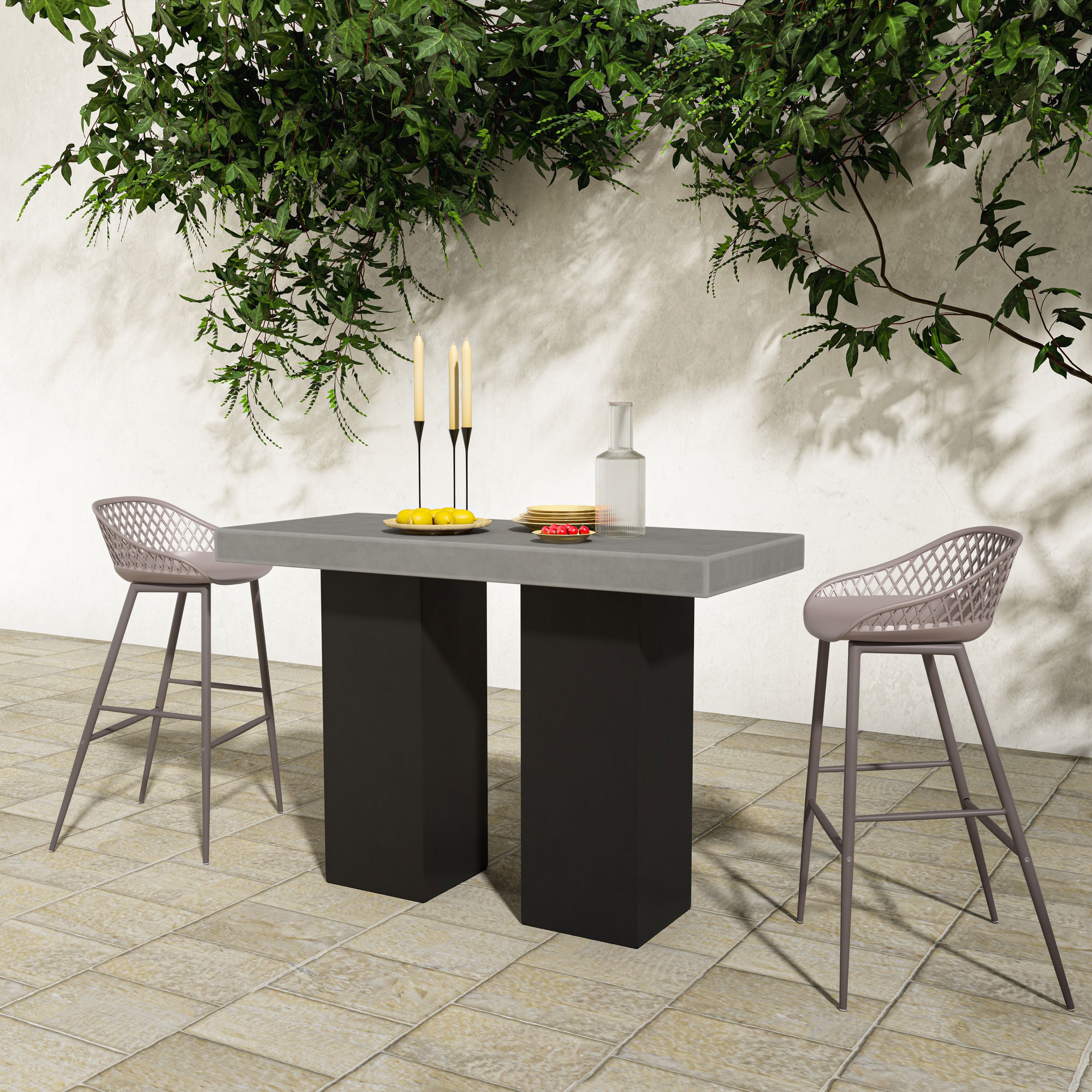 Piazza Outdoor Barstool Grey - Set Of Two, Outdoor Chair by Moe's Home, 1'7.29" width x 3'1.2" height x 1'7.68" depth View 10