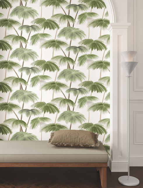 Plein Air Palms Green Wallpaper