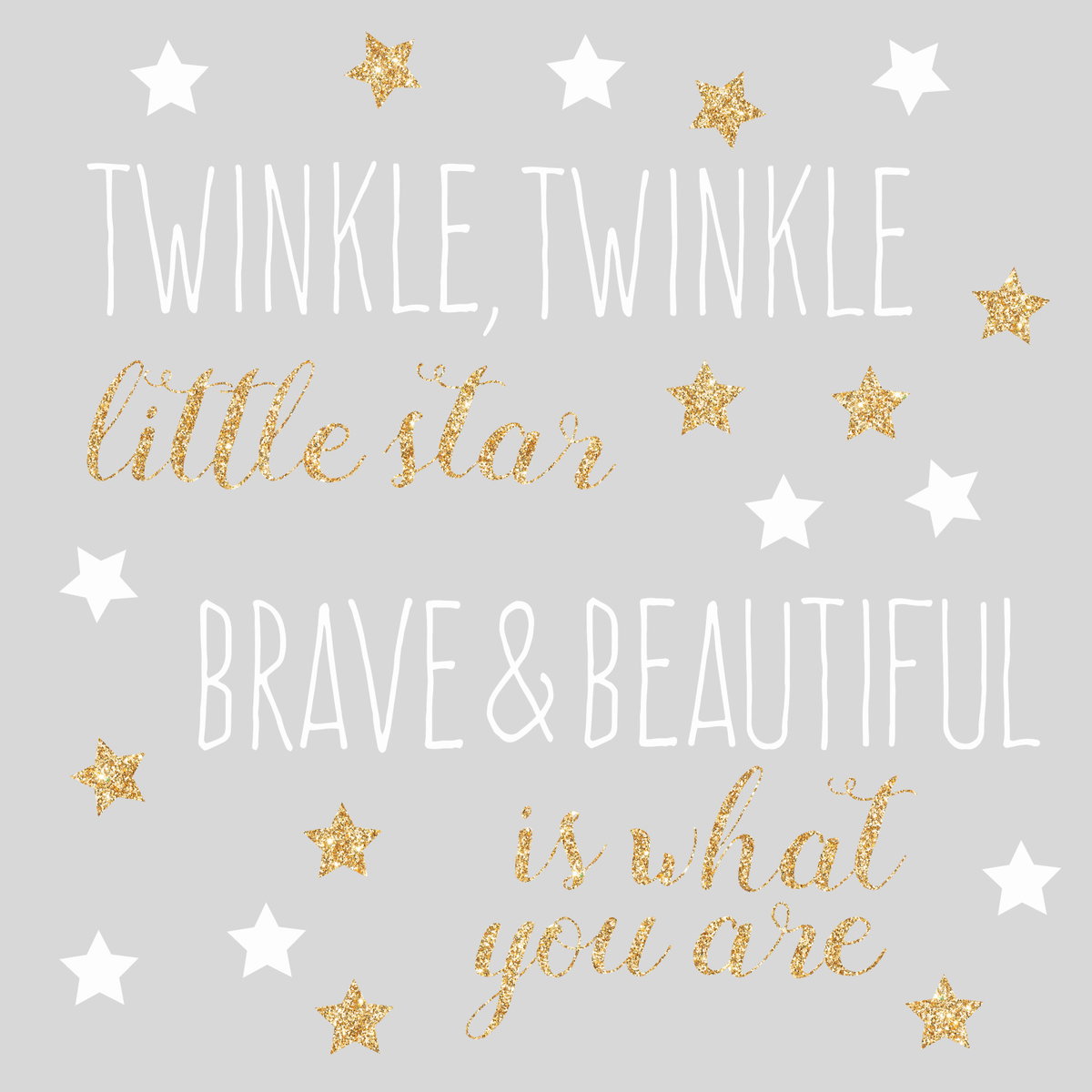 Twinkle Twinkle Little Star Quote Wall Decals With Glitter, by York Wall, 3' length x 8.62" width x 2.7" depth