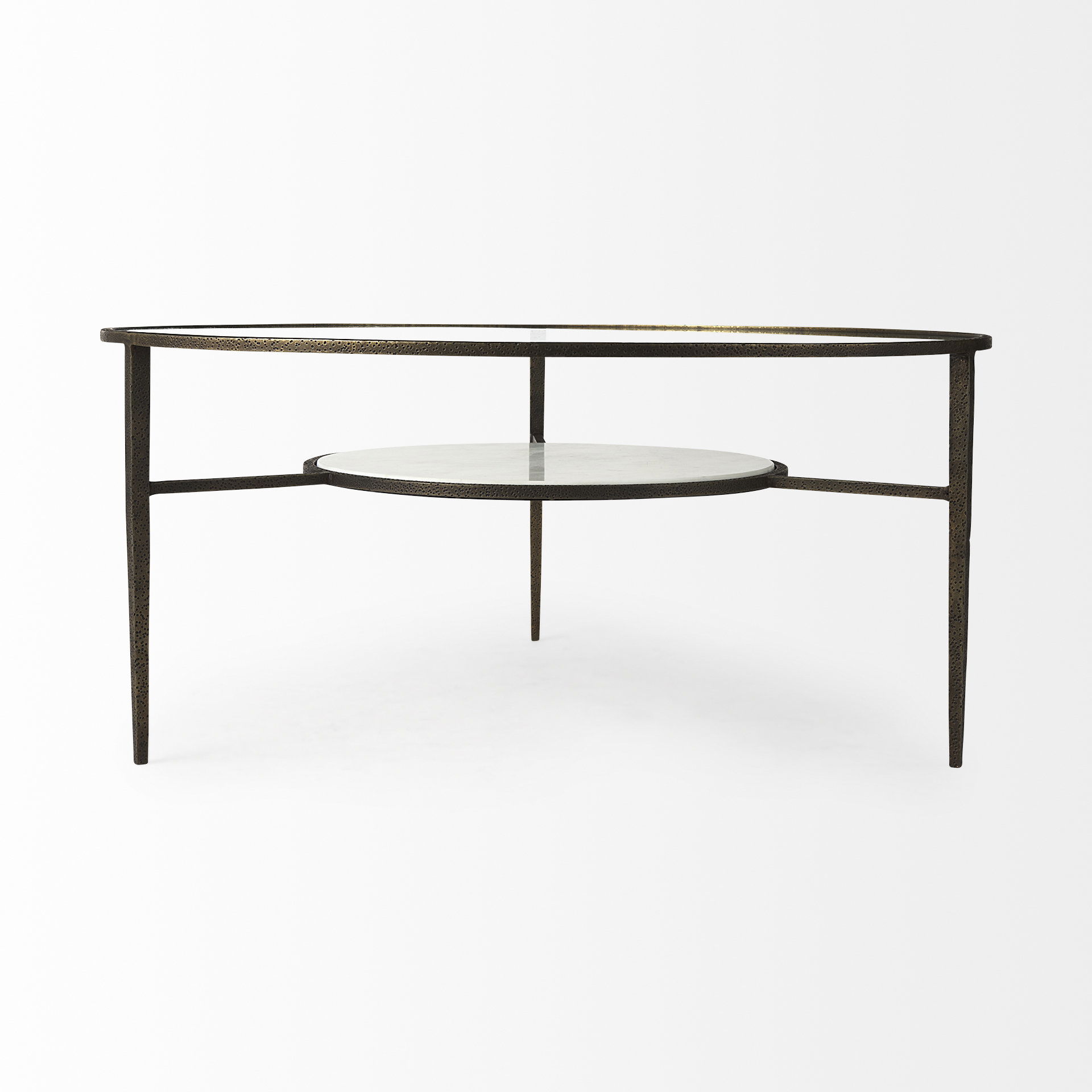 Felicity  Marble Top with Iron Frame Coffee Table, by Mercana, 36" length x 36" width x 16" height View 7