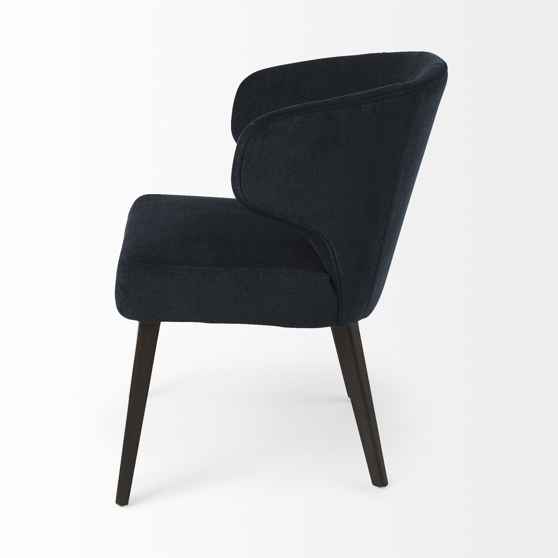 Niles 23.5L x 24.0W x 32.0H Navy Fabric Seat with Dark Brown Wooden Legs Wingback Dining Chair large image 
