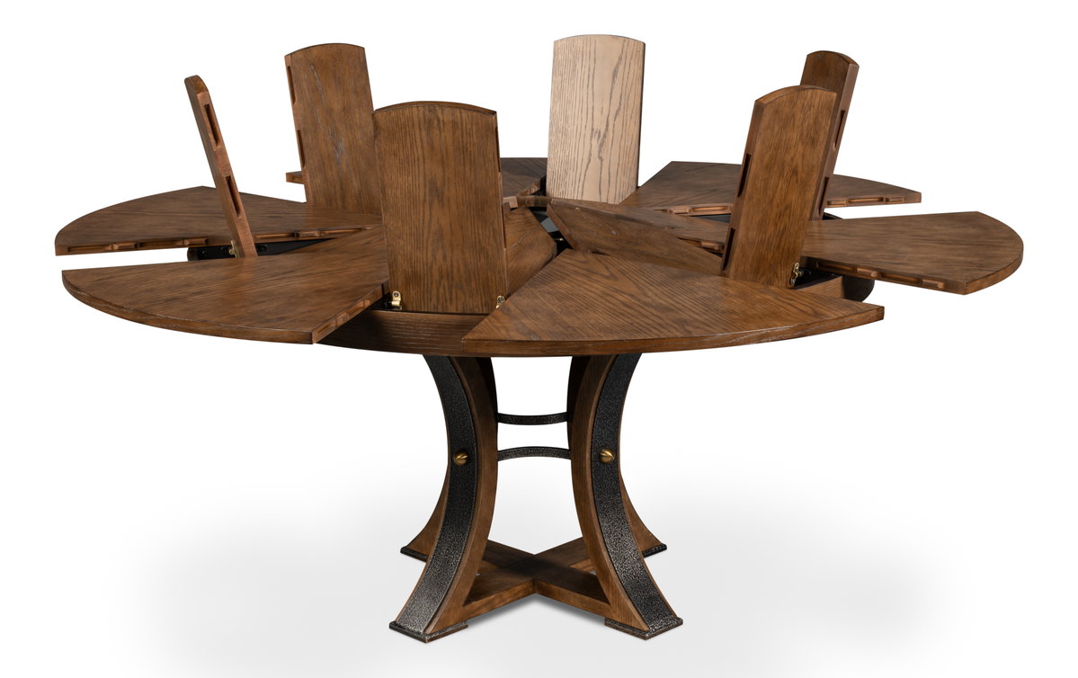 Tower Jupe Dining Table  Med Light Mink, by Sarreid, 4'7" length x 4'7" width x 2'6" height View 9