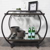 Chriselle Black Metal And Glass Two Tier Bar Cart, Bar Carts & Cabinet by Mercana, 38" length x 18.5" width x 32.5" height thumbnail 3