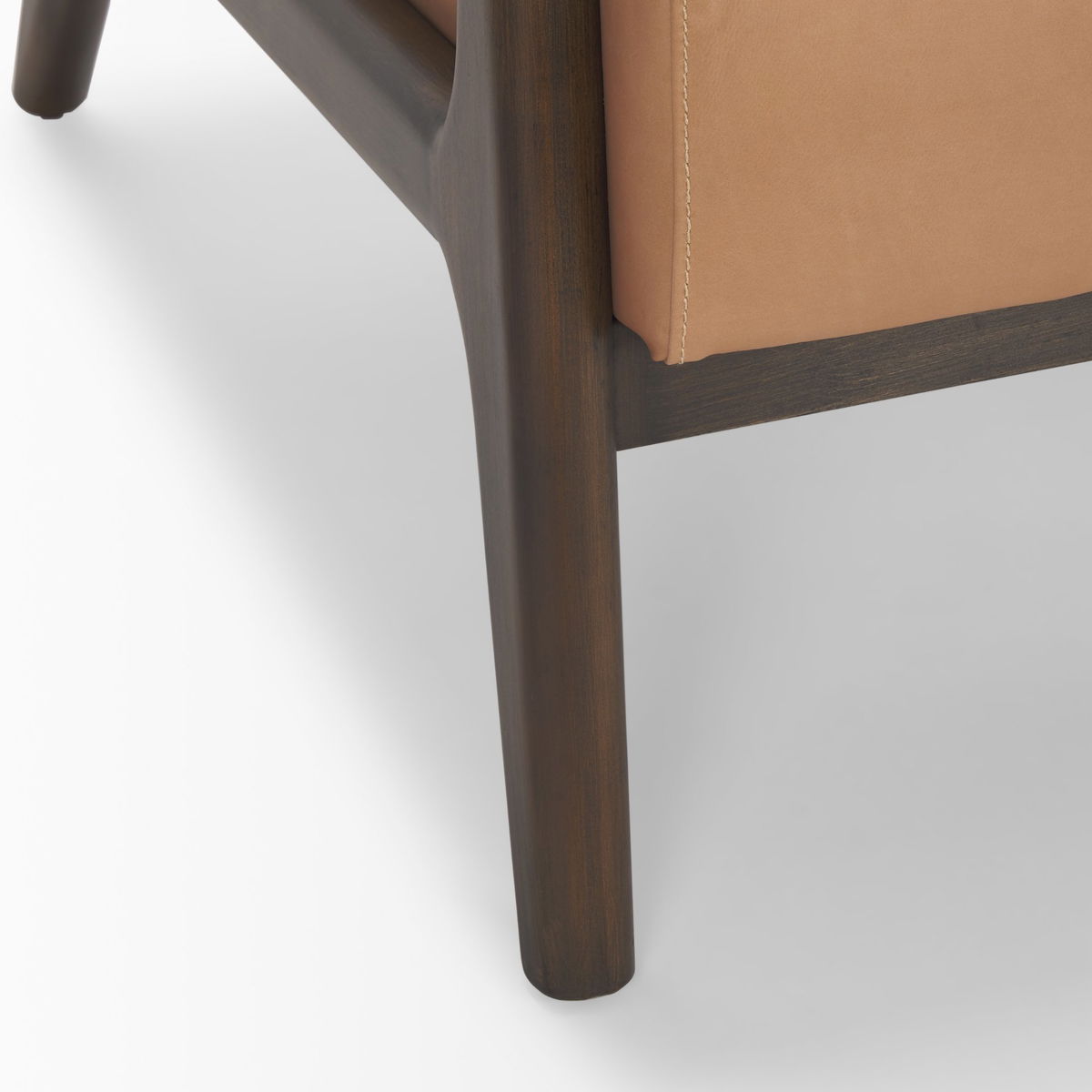 Cashel Accent Chair with Dark Brown Wood and Tan Genuine Leather, by Mercana, 32" length x 26" width x 29.5" height View 12