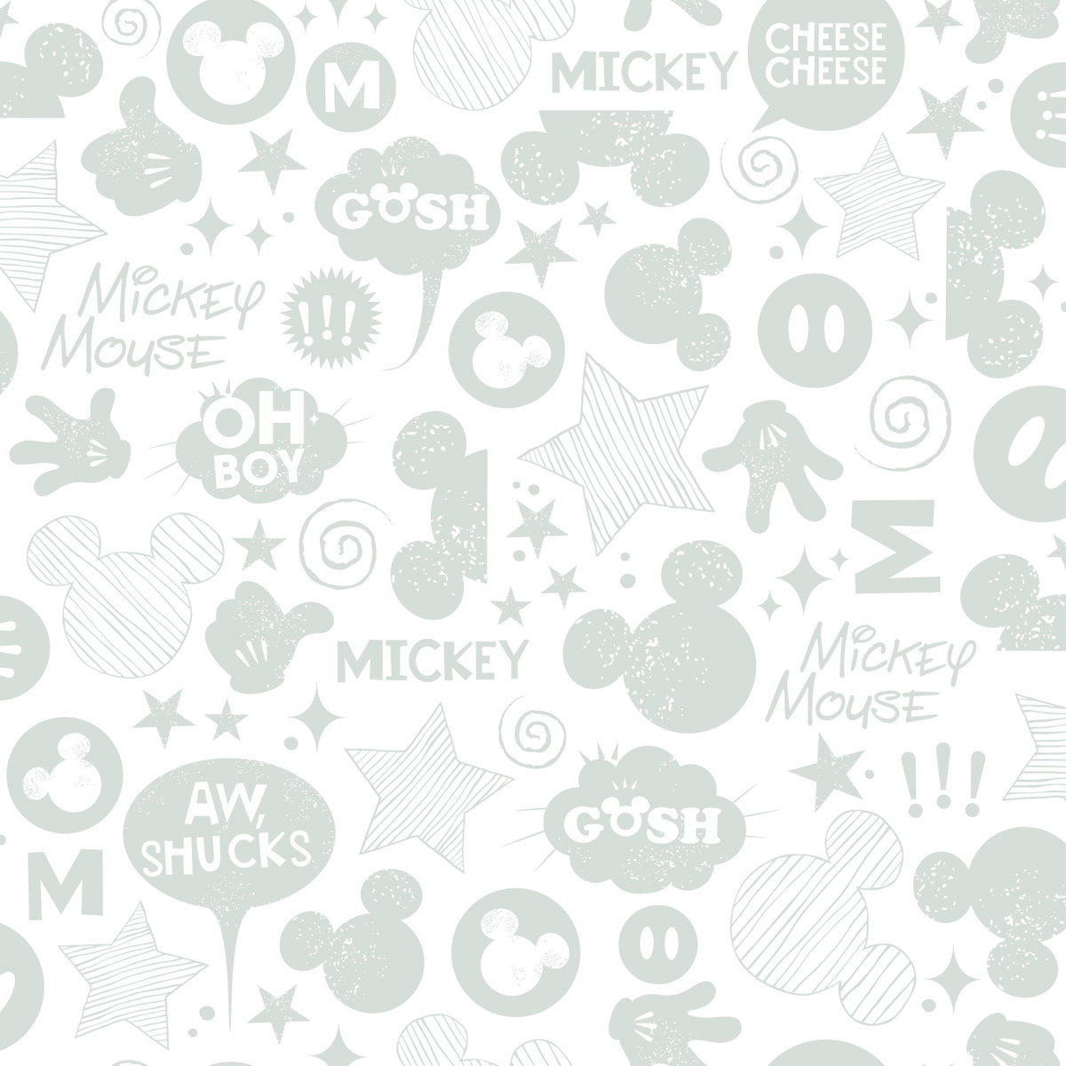 Mickey Mouse Icons Silver Peel & Stick Wallpaper, by York Wall, 16'6" length x 1'8.5" width x 0.02" depth