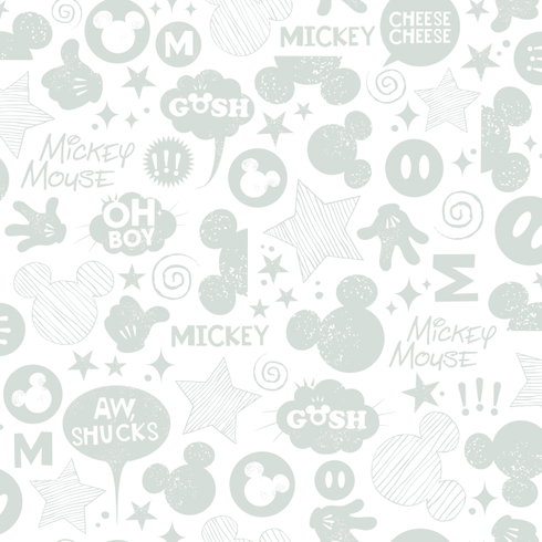 Mickey Mouse Icons Silver Peel & Stick Wallpaper