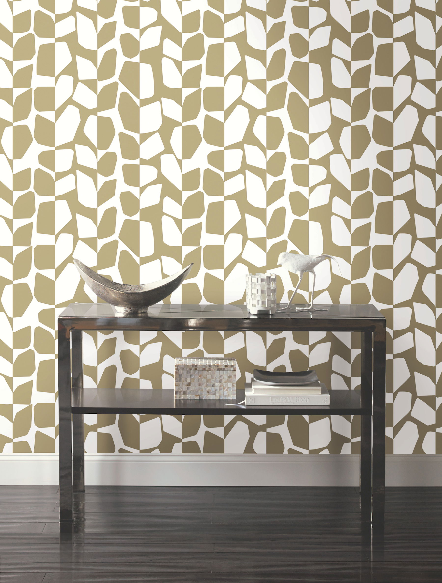 Primitive Vines Gold Metallic Wallpaper, by York Wall, 27' length x 2'3" width x 0.02" depth View 3