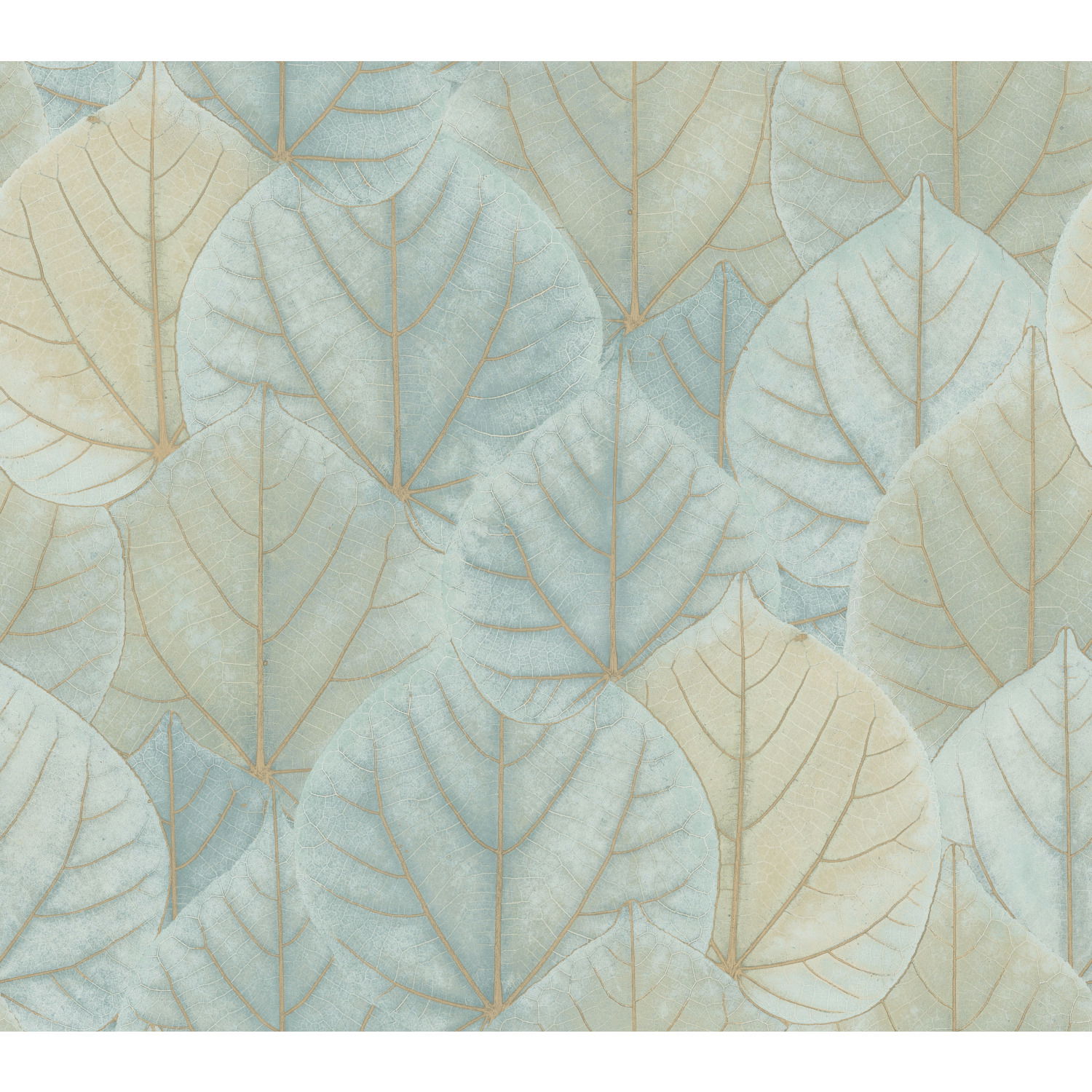 Leaf Concerto Turquoise Wallpaper, by York Wall, 27' length x 2'3" width x 0.02" depth View 1