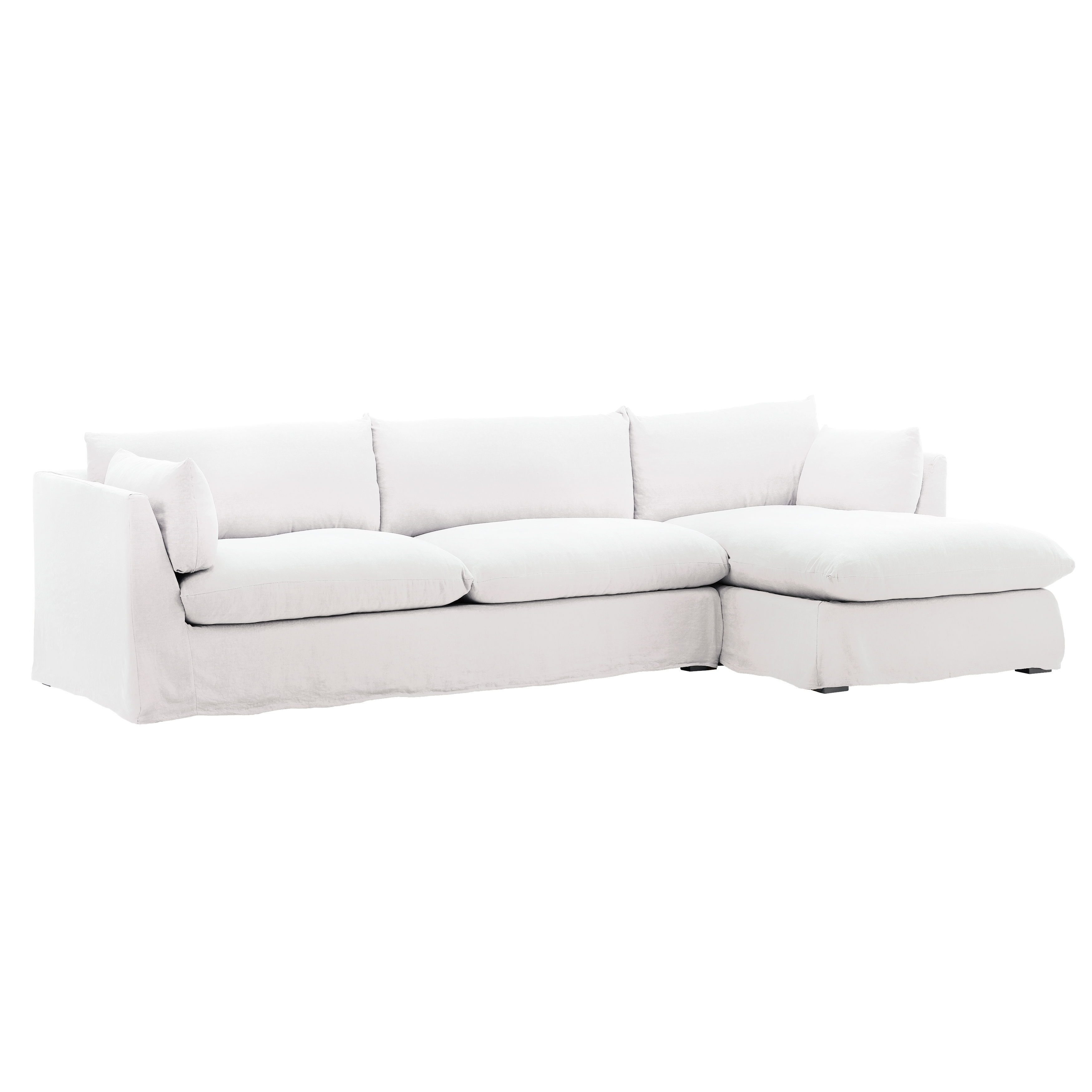 Otis 2 Piece Chaise Sectional Slipcover RAF White, Sofas & Sectional by Dovetail, 123" width x 28.3" height x 63" depth