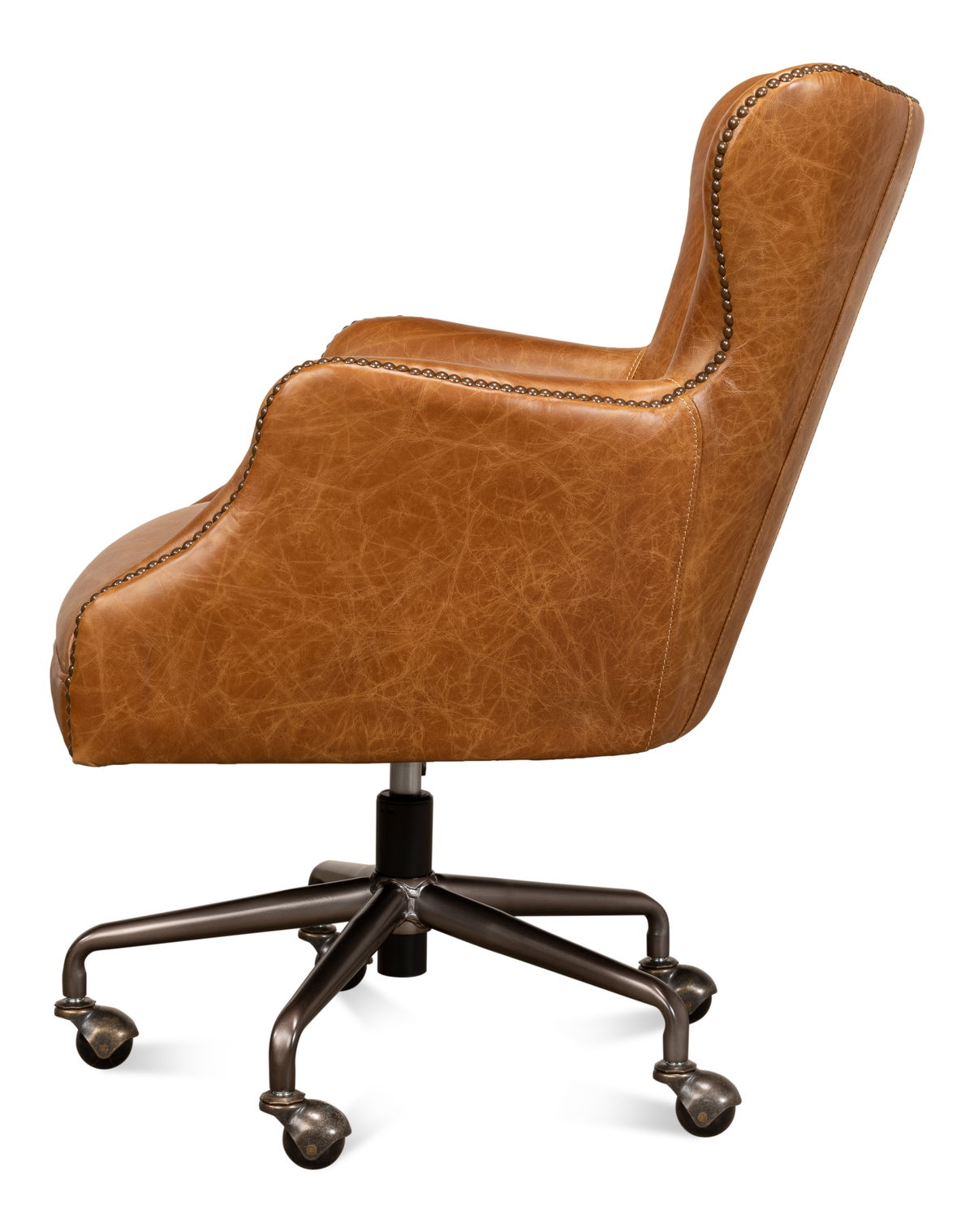 Andrew Jackson Desk Chair  Cuba Brown, by Sarreid, 2'5" length x 2'1" width x 2'11" height View 9