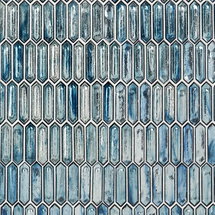Online Designer Bathroom Komorebi Picket Jet Stream Blue 1x3 Polished Glass Mosaic Tile