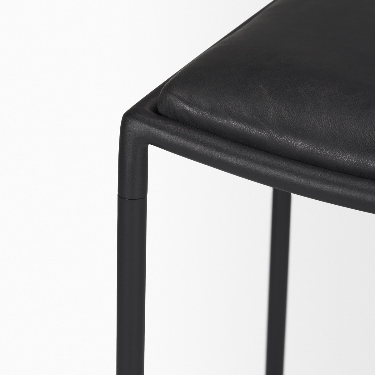 Taniel Backless 27.25in Seat Counter Stool | Black Leather with Metal, Counter & Bar Stool by Mercana, 18" length x 16" width x 27.75" height View 11
