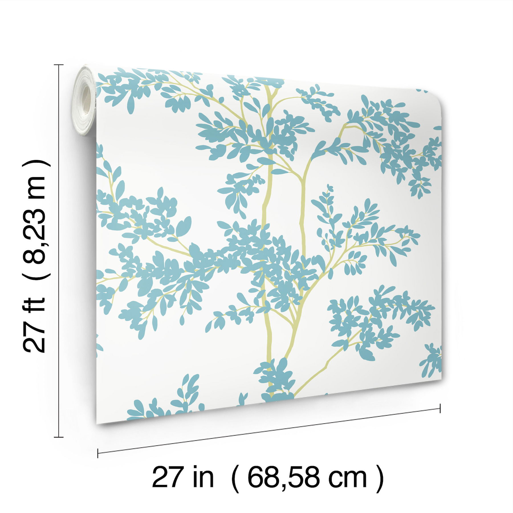 Lunaria Silhouette White & Aqua Wallpaper large image 