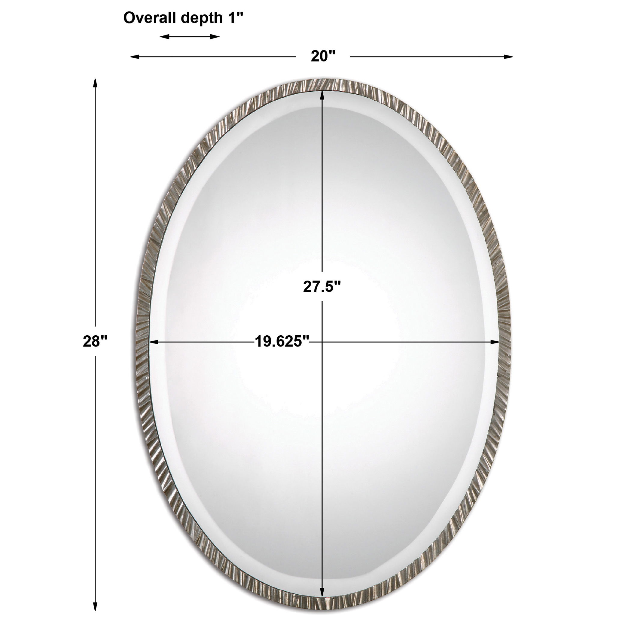 Annadel Oval Wall Mirror, by Uttermost, 20" width x 28" height x 1" depth View 3
