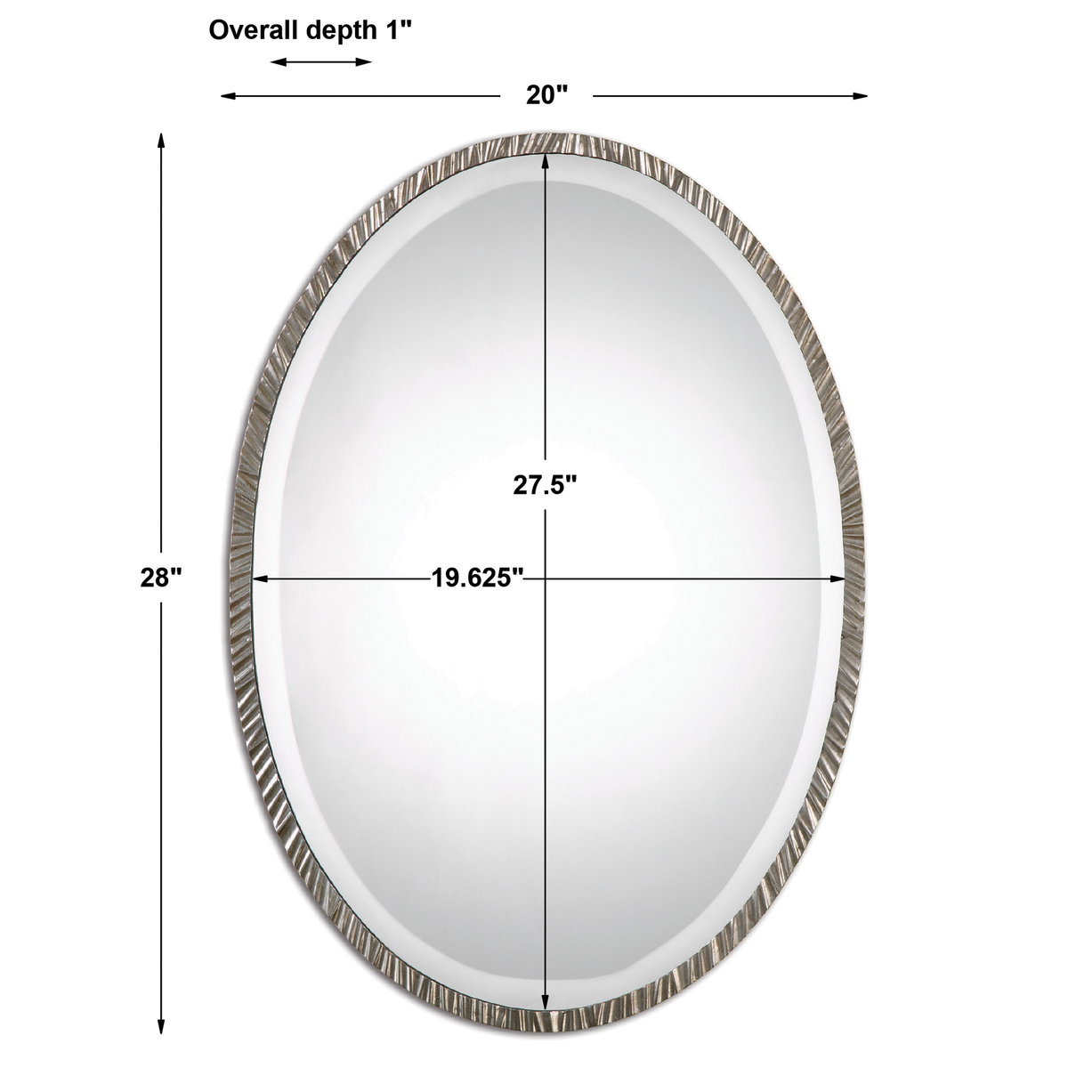 Annadel Oval Wall Mirror, by Uttermost, 20" width x 28" height x 1" depth View 3