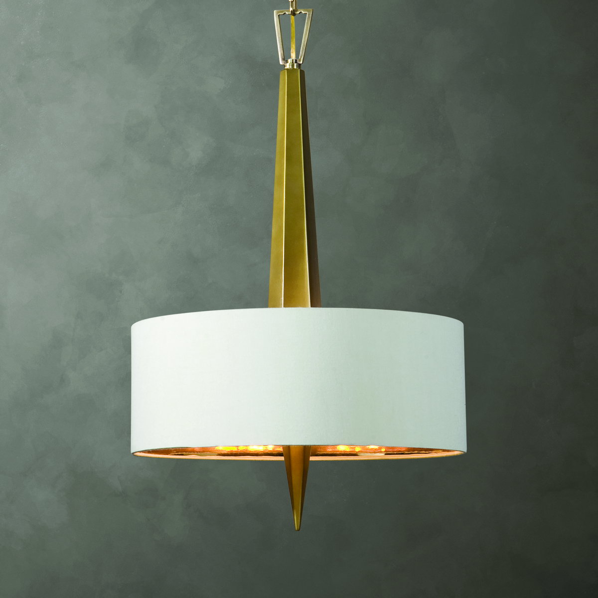 Obeliska 3 Light Gold Chandelier, Ceiling Light by Uttermost, 16" width x 25.5" height x 16" diameter x 16" depth View 1