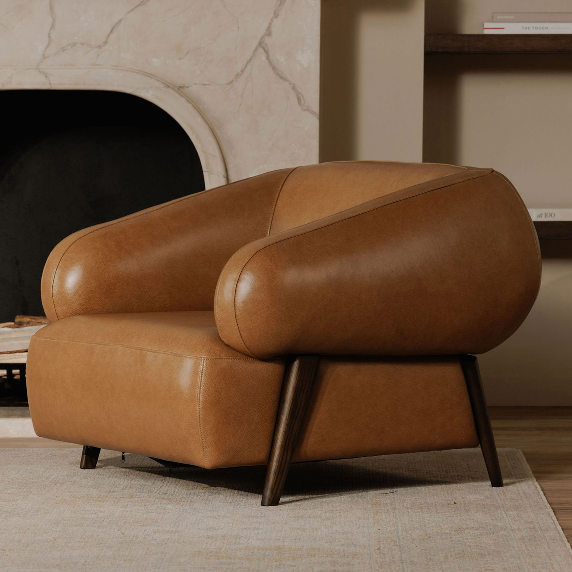 Devlin Lounge Chair Tan Leather large image 