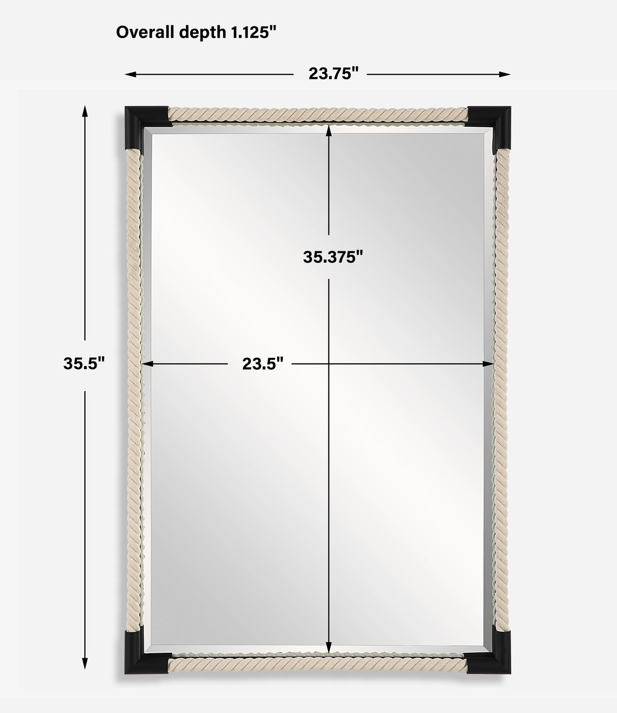 Marina Rope Mirror, by Uttermost, 2'0.12" width x 3' height x 1.75" depth View 3