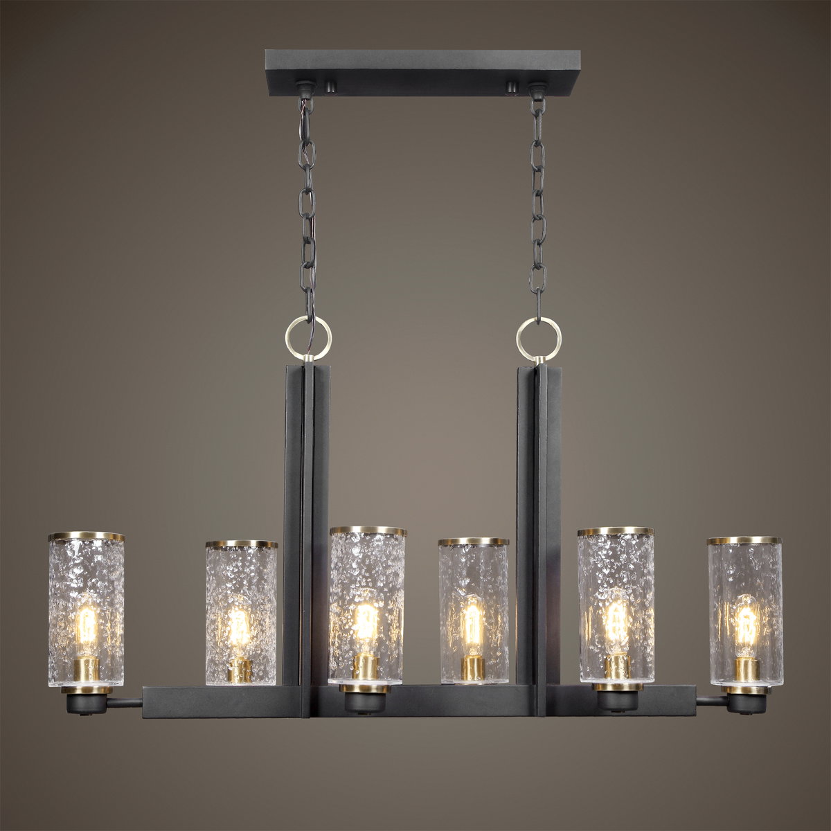 Jarsdel 6 Light Industrial Island Light, Pendant by Uttermost, 44.5" width x 25" height x 11.5" depth View 2