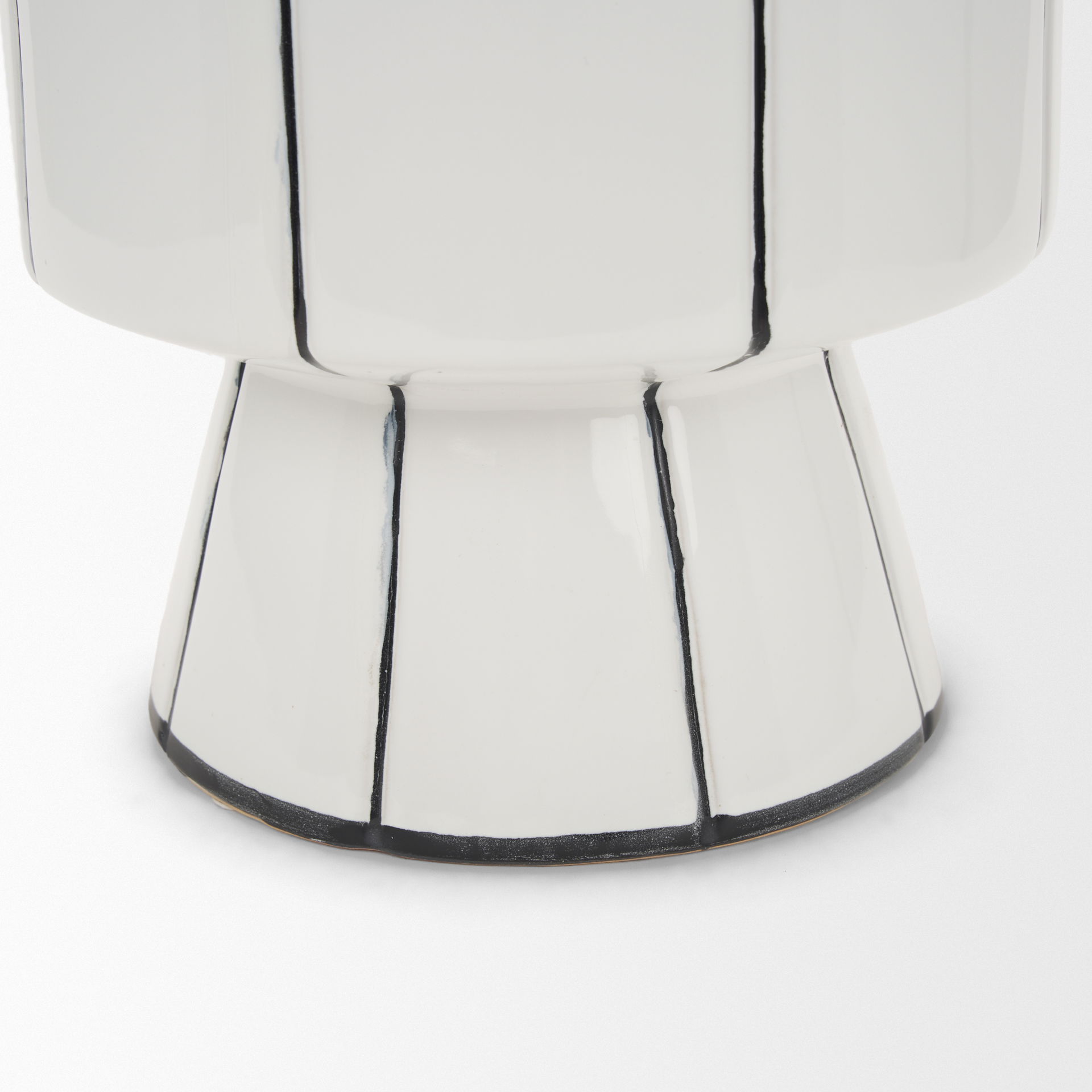 Dinah Large White with Black Stripes  Ceramic Vase, by Mercana, 9.84" length x 9.84" width x 15.94" height View 10