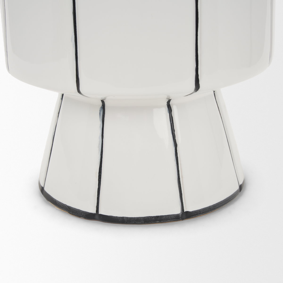 Dinah Large White with Black Stripes  Ceramic Vase, by Mercana, 9.84" length x 9.84" width x 15.94" height View 10